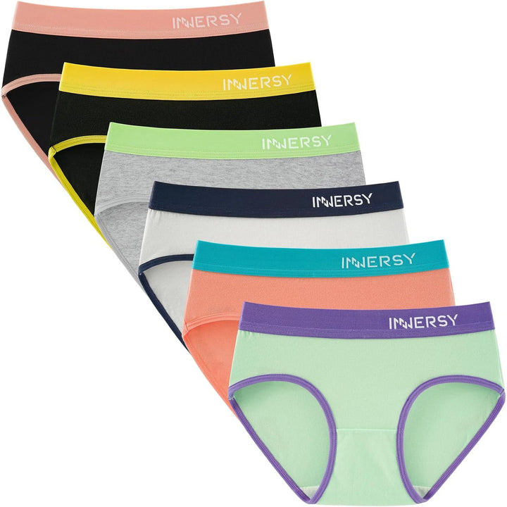 INNERSY girls' cotton underwear, Basics, XL 14–16 years – Basics six-pack assortment