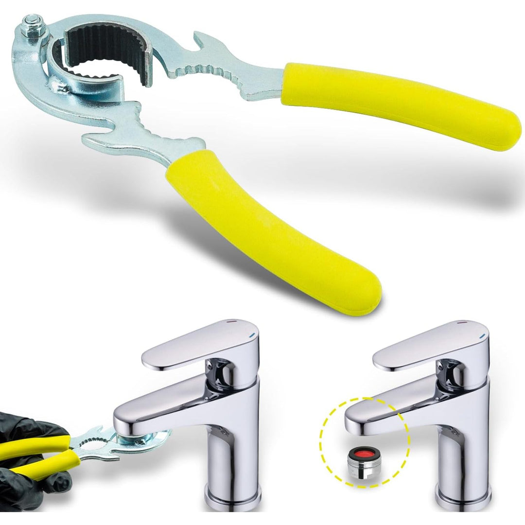 Yellow-handled faucet aerator removal wrench