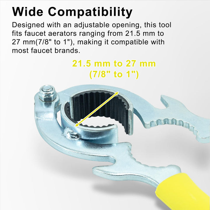 Aerator wrench opening fits 21.5 to 27 mm
