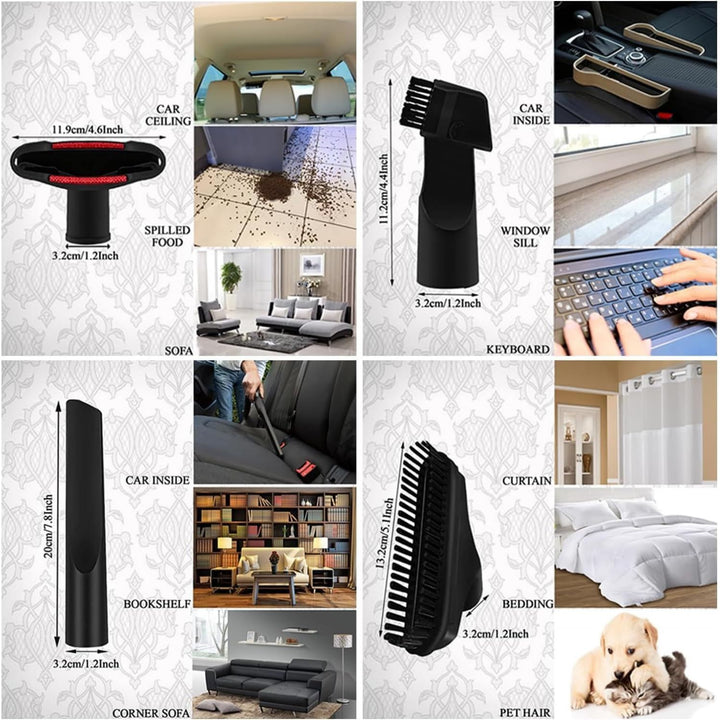 Vacuum cleaning heads with dimensions and uses