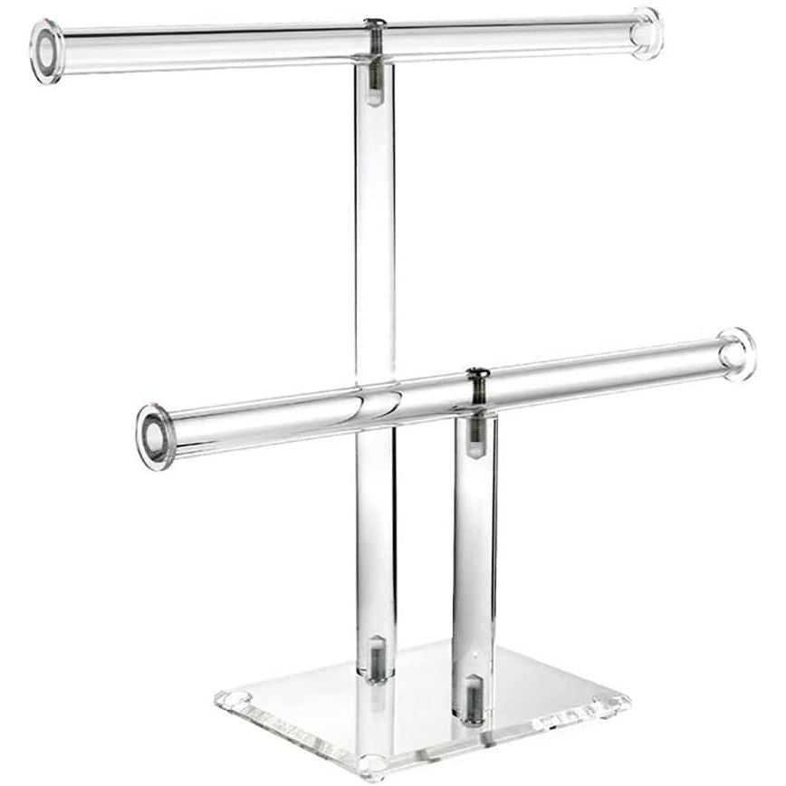 Clear acrylic two-tier T-bar jewelry stand