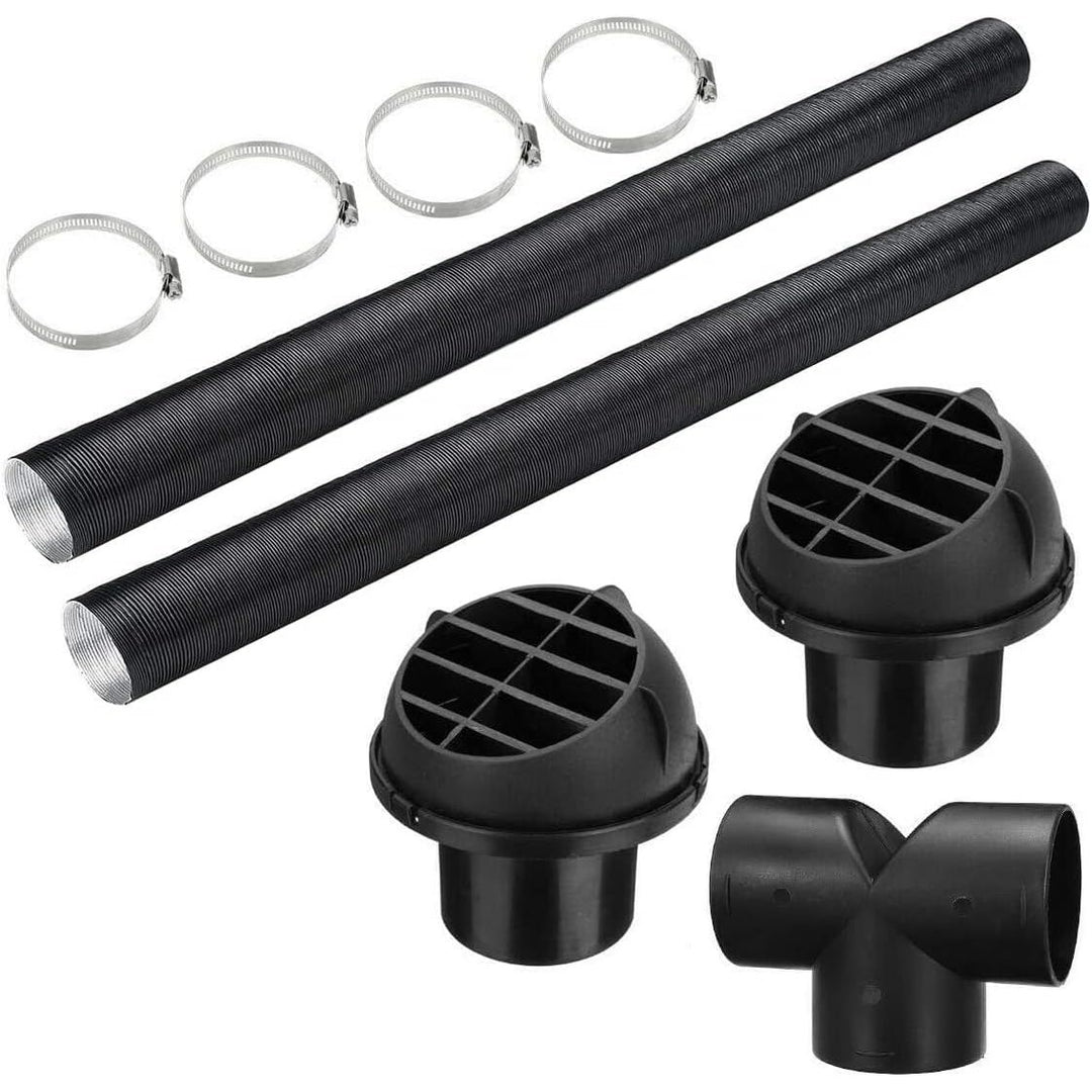 75 mm heater duct kit with two hoses, two vents, T connector and four clamps