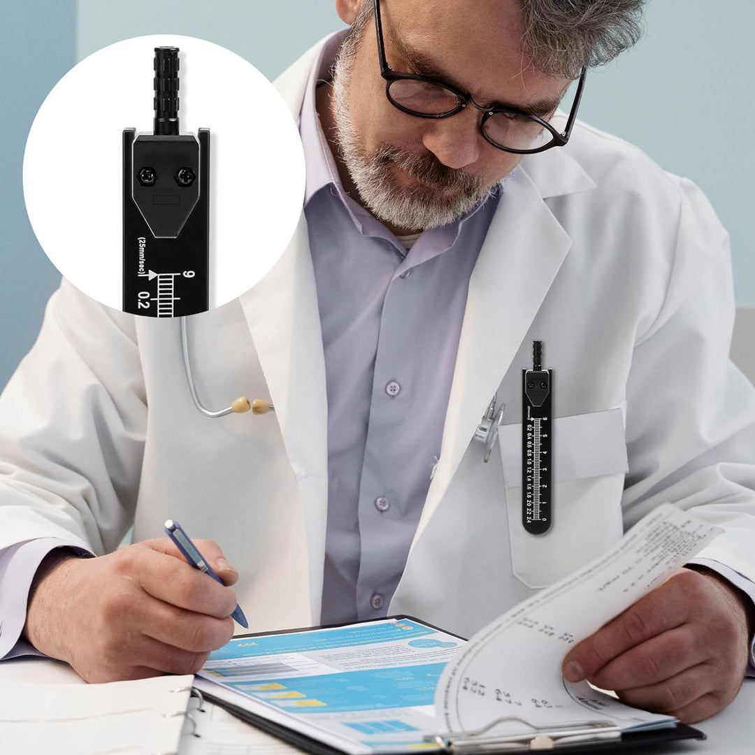 Black ECG caliper clipped to a pocket