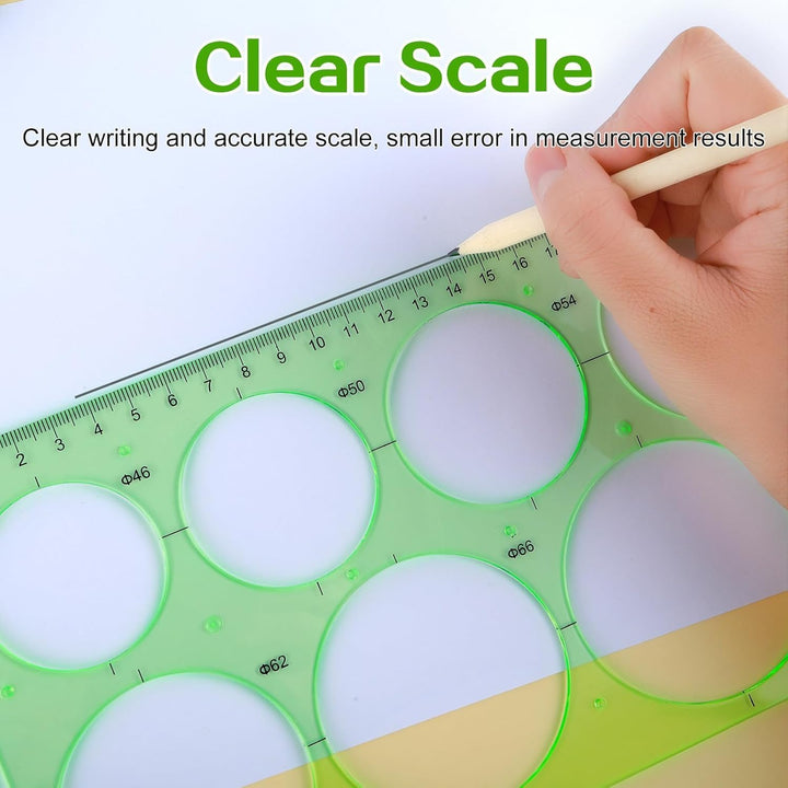 Circle template ruler markings close-up