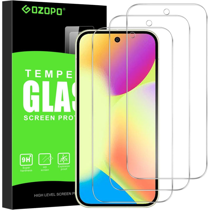 Three tempered glass screen protectors for compatible 6.3-inch Pixel phones