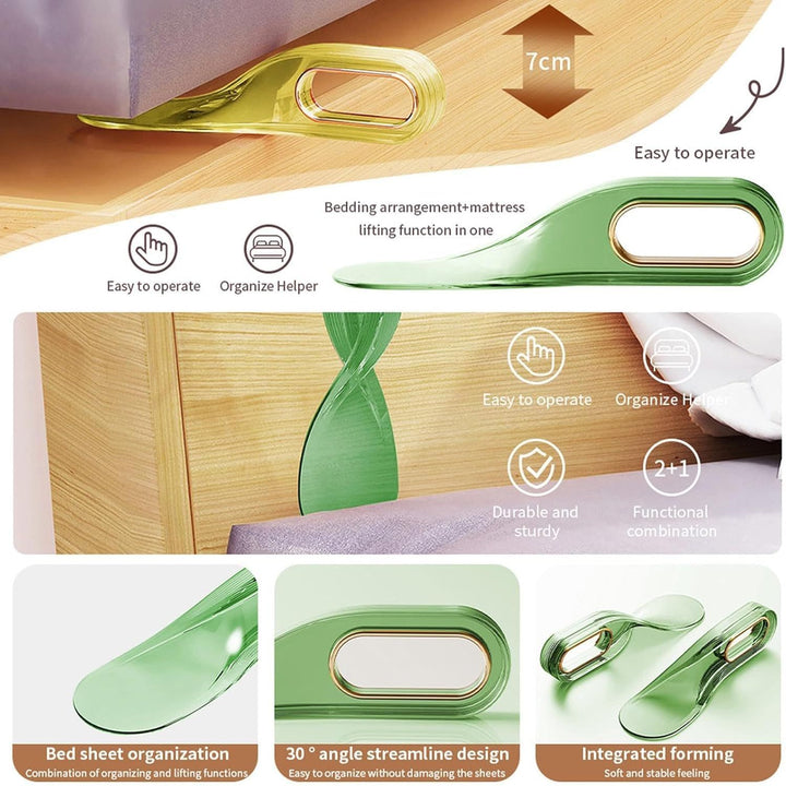 Mattress lifter wedge in use under a mattress