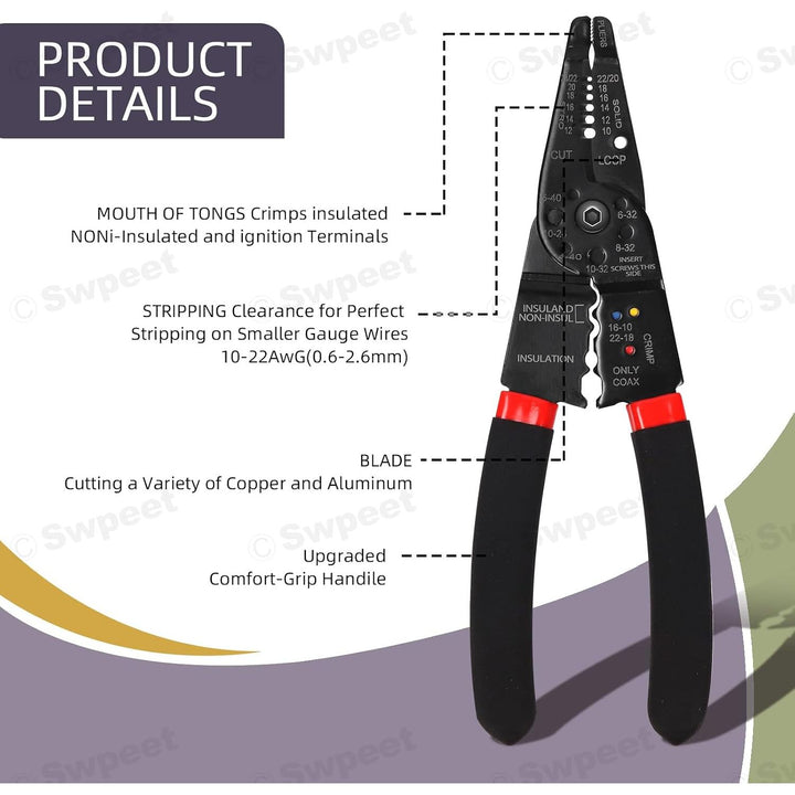 Self-adjusting wire stripper tool with annotated features