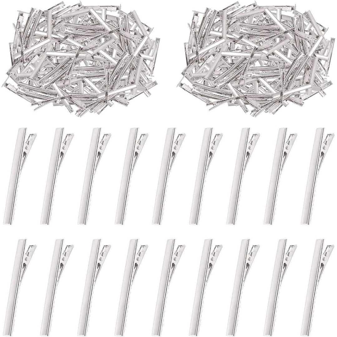200-piece silver alligator hair clips, 6.5 cm