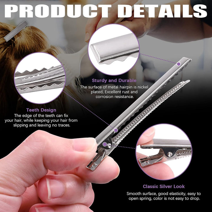 Flat-top metal hair clips for sectioning