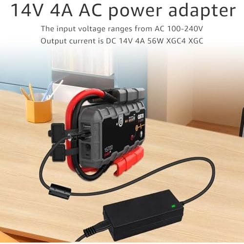 Included cables for the 14V 56W compatible jump starter power adapter