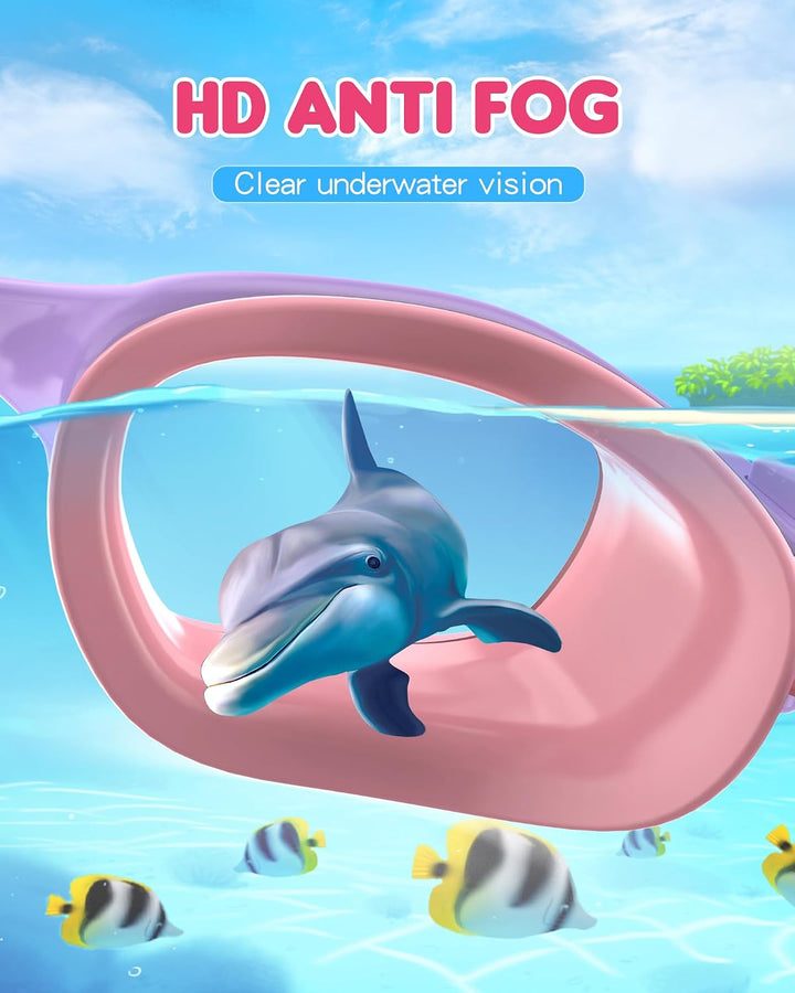 Light purple and pink kids' swim goggles