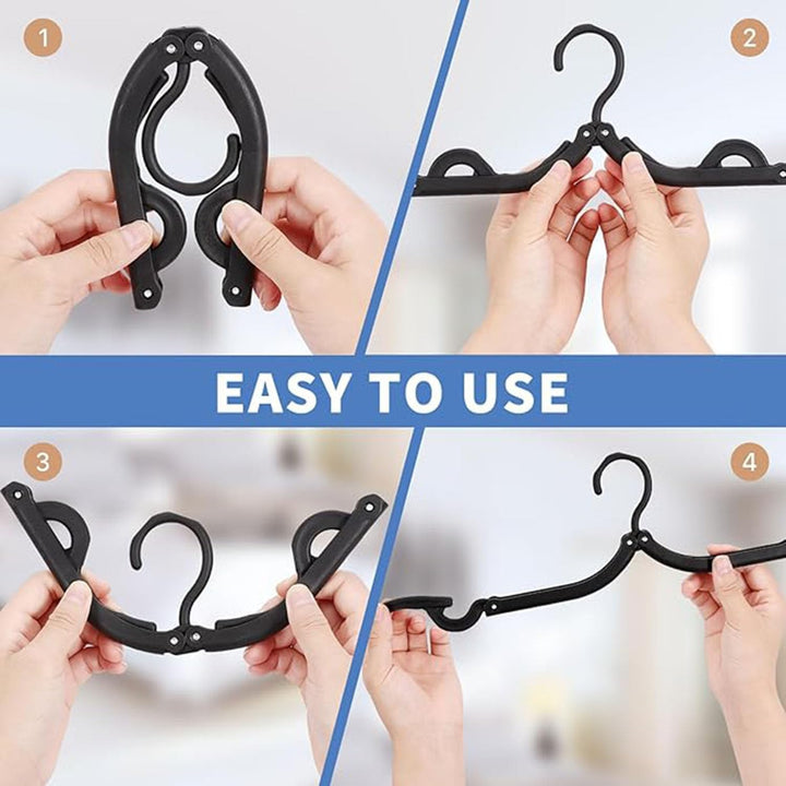 Thirty black folding travel clothes hangers