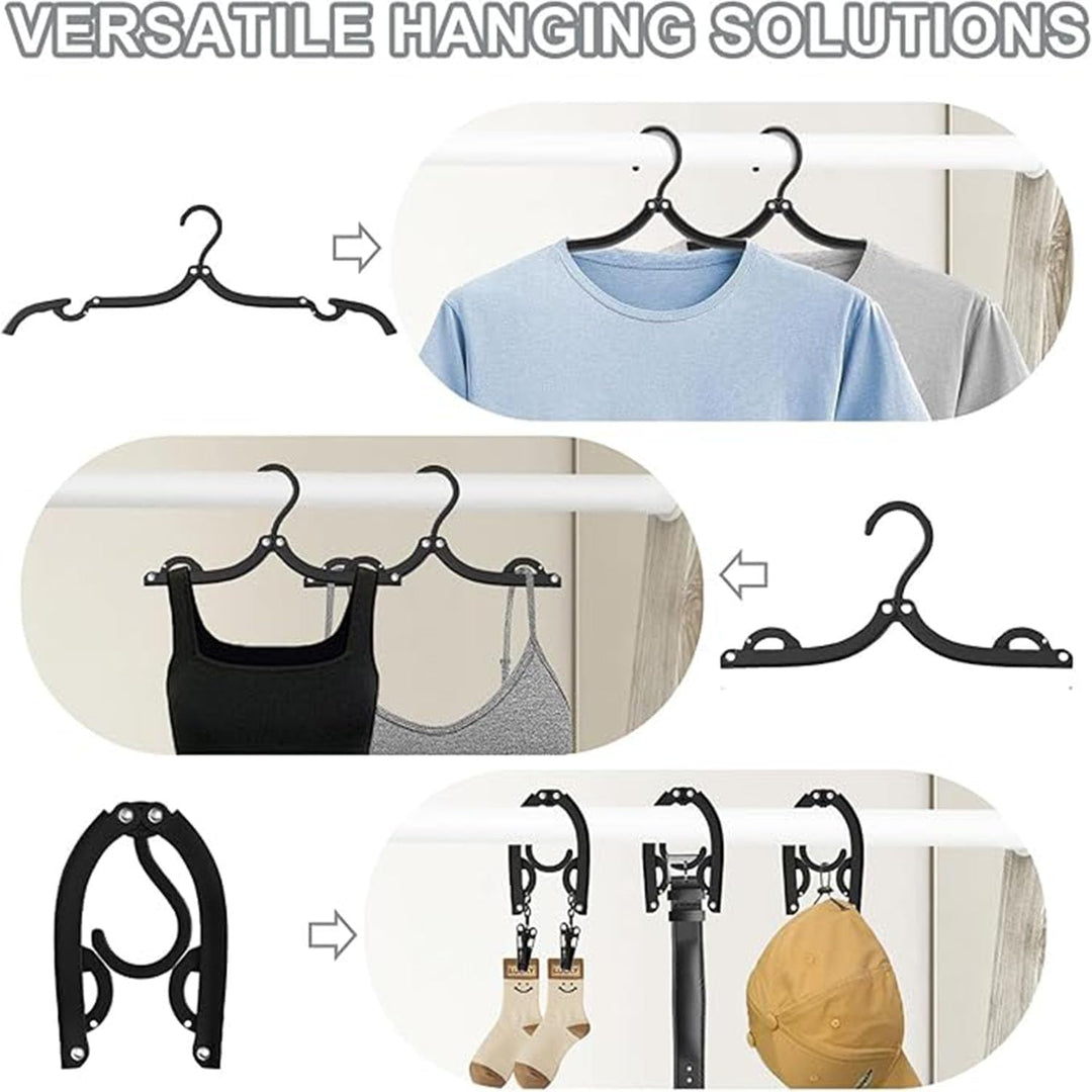 Thirty black folding travel clothes hangers