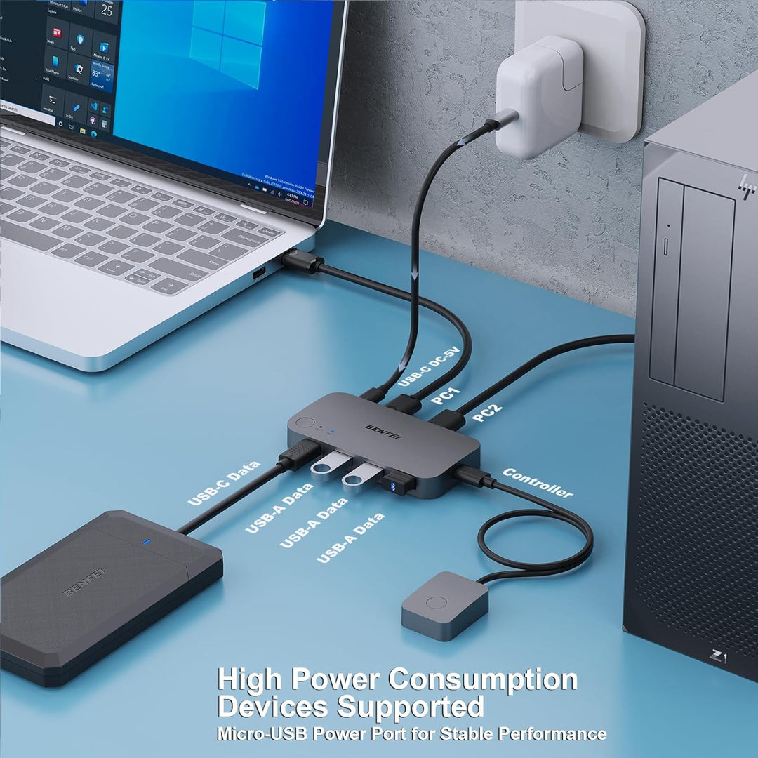 USB 3.0 Switch, USB Switcher 2 Computers Share 3*USB 3.0 and 1*USB C with Remote Control for PC Mouse Keyboard Printer Scanner, USB KVM Switch Selector Compatible with Windows, Mac, Linux - Just Closeouts Canada Inc.000376black