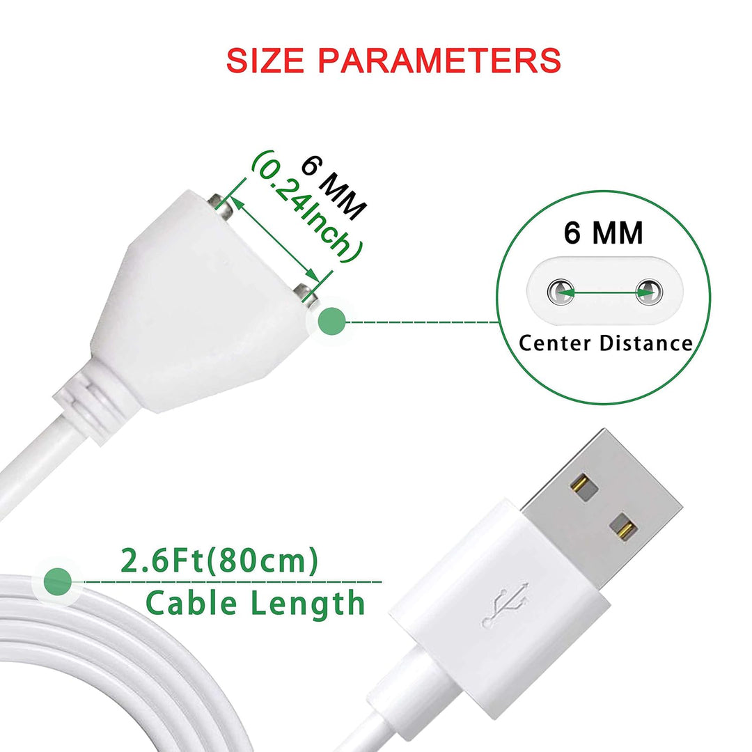 USB-A Magnetic Charging Cable, 6mm Pin Spacing, White - Just Closeouts Canada Inc.