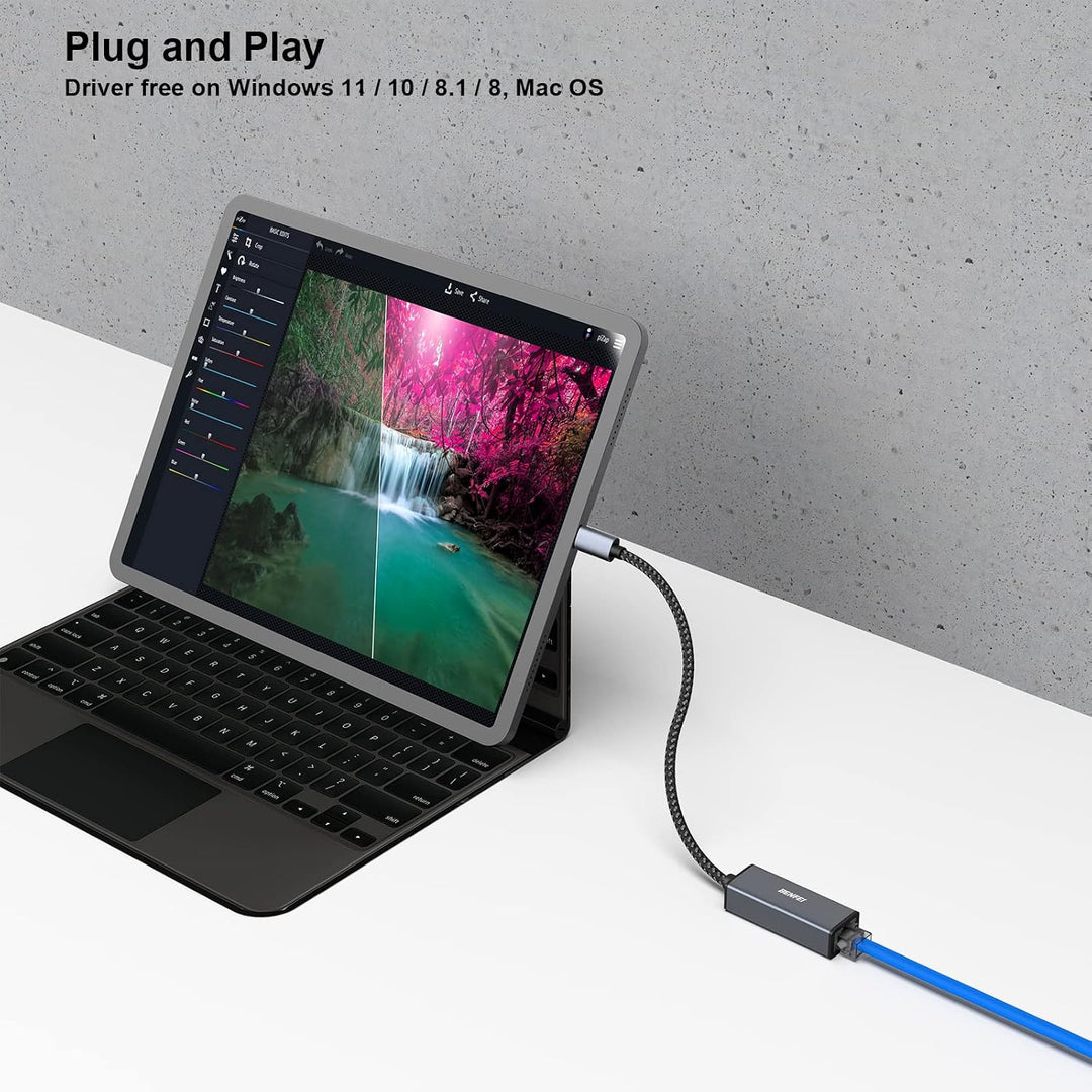 USB-C to Ethernet Adapter, USB Type-C (Thunderbolt 3/4) to RJ45 Gigabit Ethernet LAN Network Adapter Compatible with iPhone 15 Pro/Max, MacBook Pro/Air 2023, iPad Pro,iMac, S23, XPS 17 and More - Just Closeouts Canada Inc.000269grey