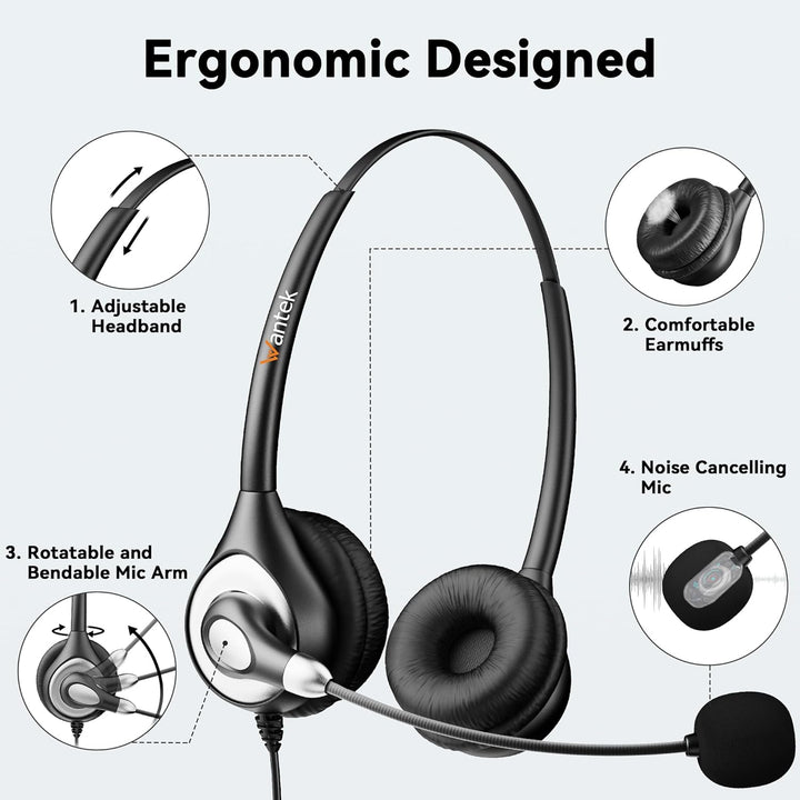 USB - C/USB - A Headset with Noise Cancelling Microphone - Wired Computer On - Ear Office Headphones All - Day Comfort for PC, Laptop, Tablet, Home, Work, Video Meeting, Online Classes, Zoom, Skype - Just Closeouts Canada Inc.