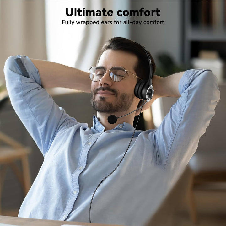 USB - C/USB - A Headset with Noise Cancelling Microphone - Wired Computer On - Ear Office Headphones All - Day Comfort for PC, Laptop, Tablet, Home, Work, Video Meeting, Online Classes, Zoom, Skype - Just Closeouts Canada Inc.