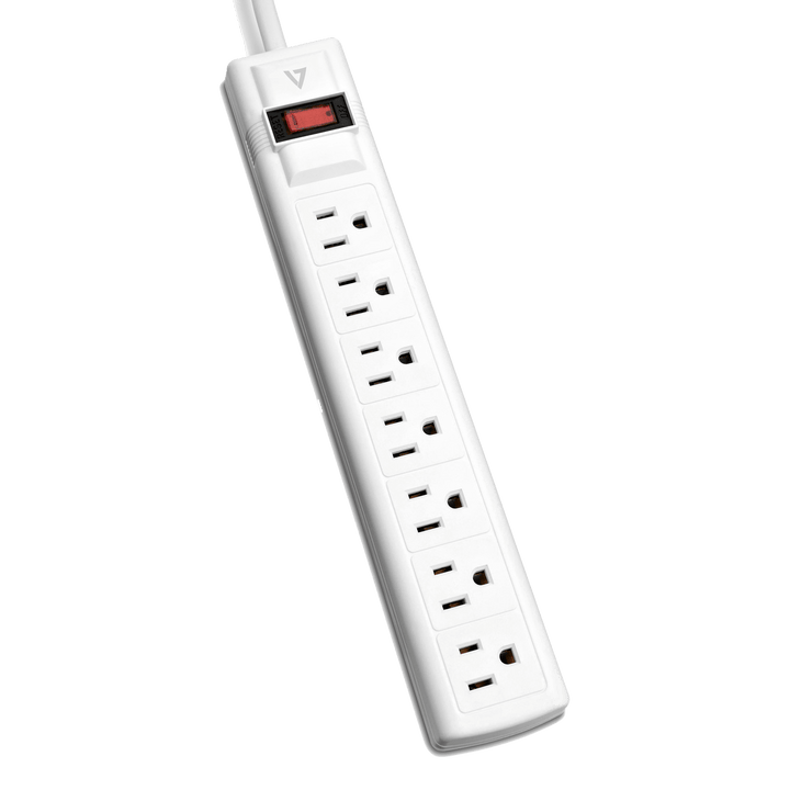 V7 7 - Outlet Home/Office Surge Protector, 12 ft cord, 1050 Joules - White - Just Closeouts Canada Inc.662919094435