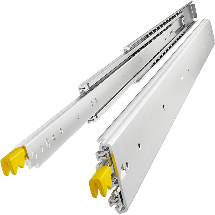 VADANIA 56" Industrial Grade Heavy Duty Drawer Slide with Lock VD2576, 3" Widening Up to 308lb Load Capacity, 3 - Fold Full Extension, Ball Bearing Lock - in & Lock - Out, Side Mount, 1 - Pair - Just Closeouts Canada Inc.