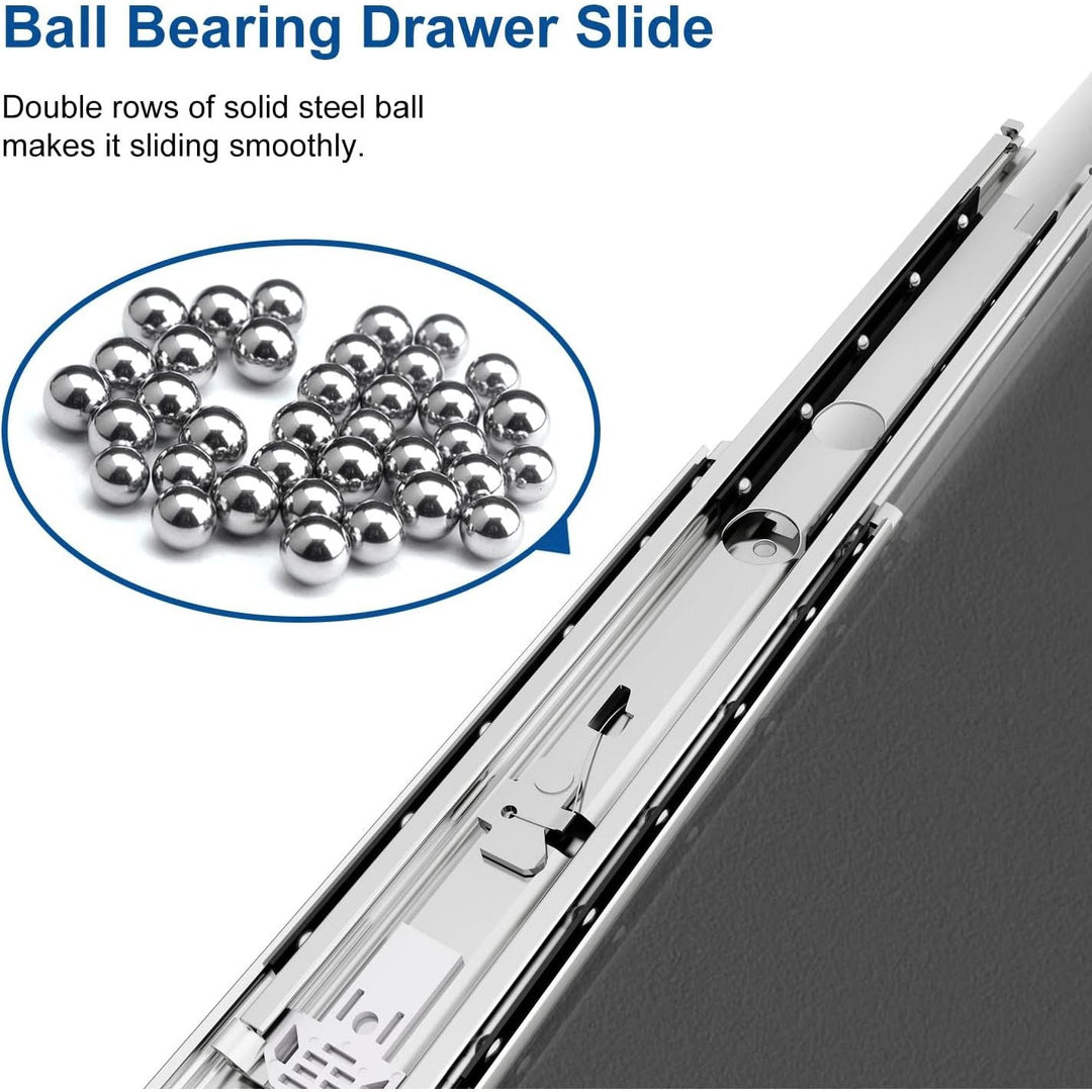 VADANIA 56" Industrial Grade Heavy Duty Drawer Slide with Lock VD2576, 3" Widening Up to 308lb Load Capacity, 3 - Fold Full Extension, Ball Bearing Lock - in & Lock - Out, Side Mount, 1 - Pair - Just Closeouts Canada Inc.