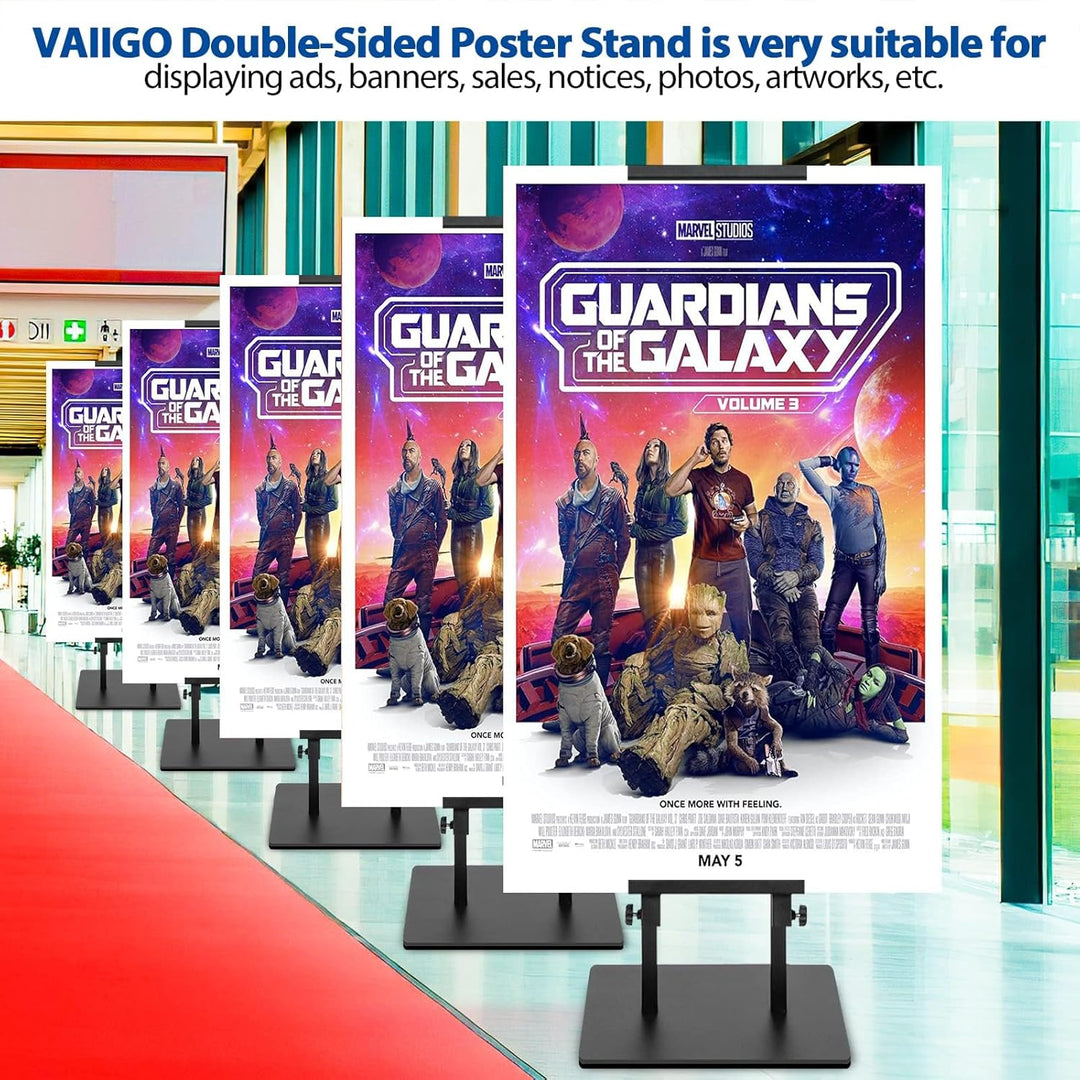 VAIIGO 4Packs Poster Stand for Display, Heavy Duty Floor Standing Sign Stand, Double - Sided Poster Board Stand, Adjustable Height Up to 80 inch, Outdoor Banner Stand for Board & Foam Display, Black - Just Closeouts Canada Inc.