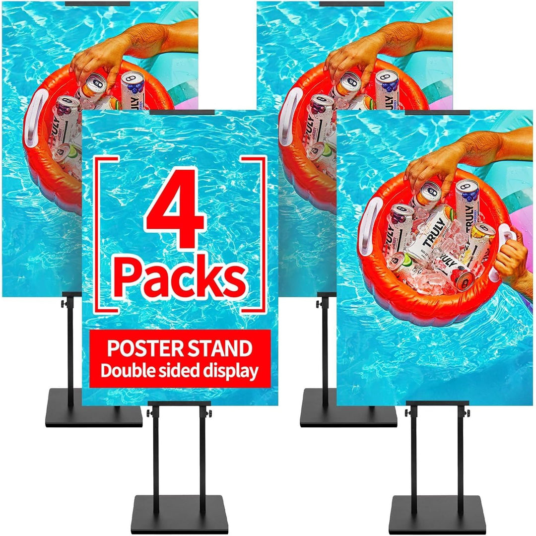 VAIIGO 4Packs Poster Stand for Display, Heavy Duty Floor Standing Sign Stand, Double - Sided Poster Board Stand, Adjustable Height Up to 80 inch, Outdoor Banner Stand for Board & Foam Display, Black - Just Closeouts Canada Inc.
