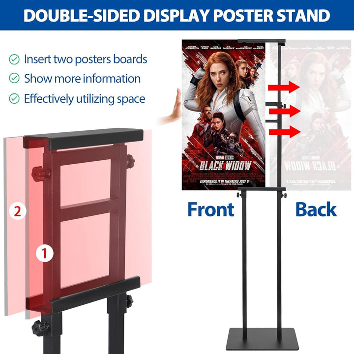 VAIIGO 4Packs Poster Stand for Display, Heavy Duty Floor Standing Sign Stand, Double - Sided Poster Board Stand, Adjustable Height Up to 80 inch, Outdoor Banner Stand for Board & Foam Display, Black - Just Closeouts Canada Inc.