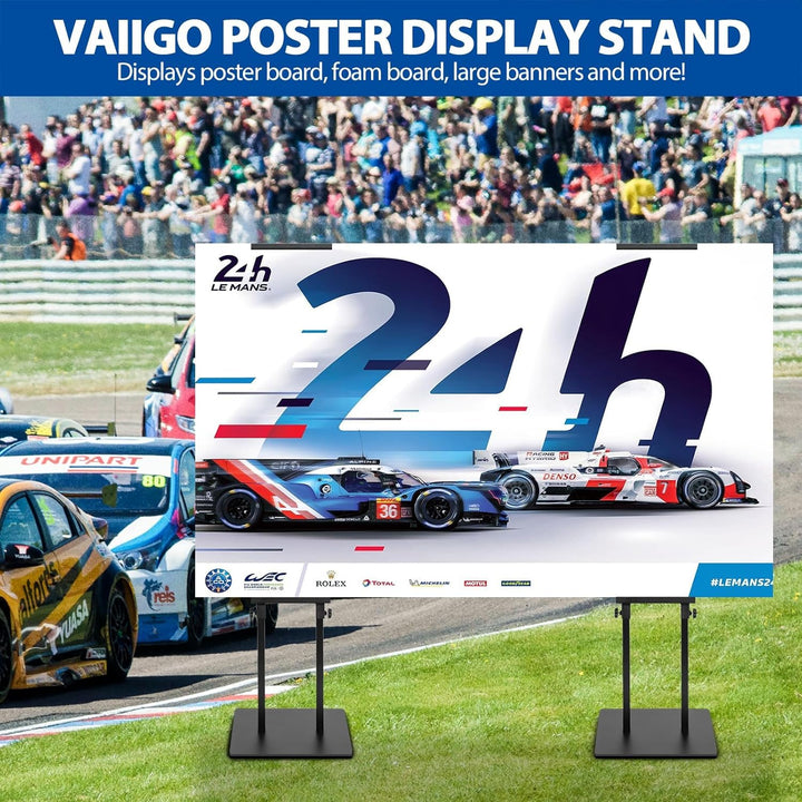 VAIIGO 4Packs Poster Stand for Display, Heavy Duty Floor Standing Sign Stand, Double - Sided Poster Board Stand, Adjustable Height Up to 80 inch, Outdoor Banner Stand for Board & Foam Display, Black - Just Closeouts Canada Inc.