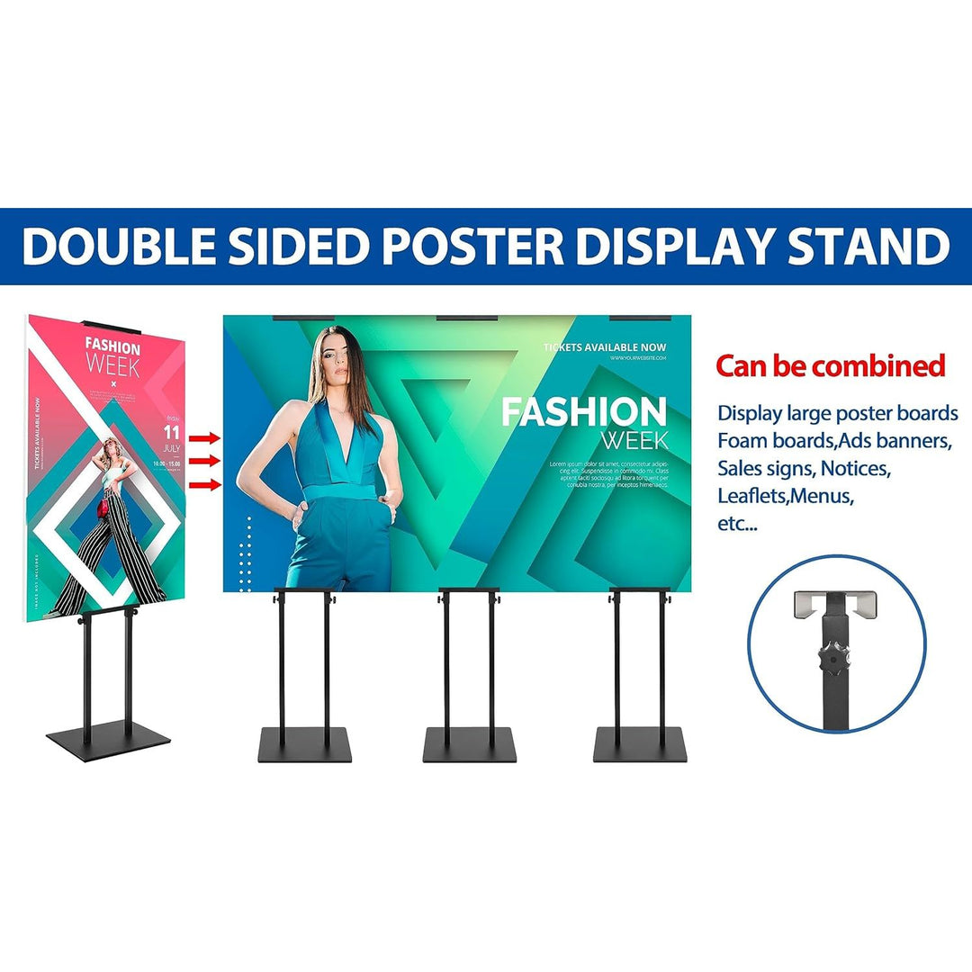 VAIIGO 4Packs Poster Stand for Display, Heavy Duty Floor Standing Sign Stand, Double - Sided Poster Board Stand, Adjustable Height Up to 80 inch, Outdoor Banner Stand for Board & Foam Display, Black - Just Closeouts Canada Inc.