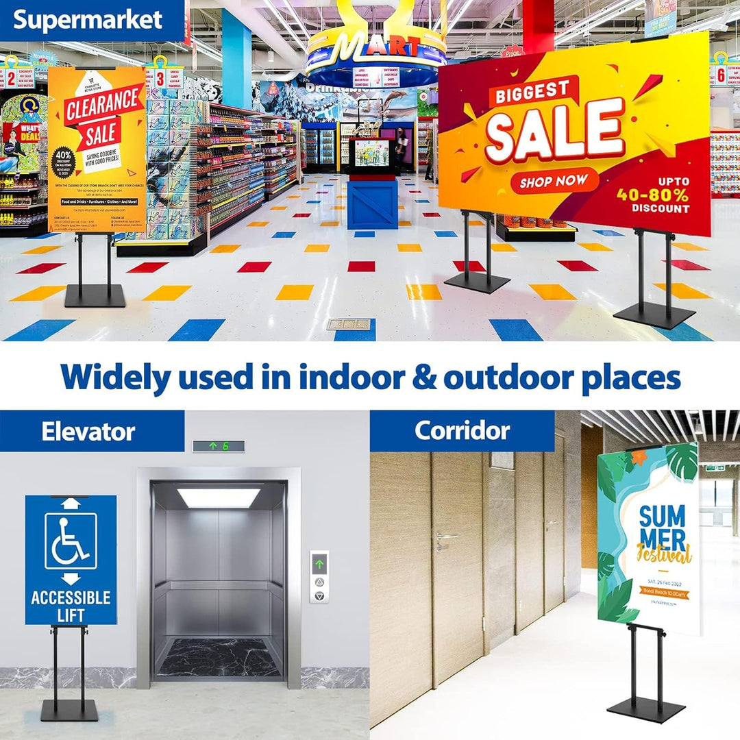 VAIIGO 4Packs Poster Stand for Display, Heavy Duty Floor Standing Sign Stand, Double - Sided Poster Board Stand, Adjustable Height Up to 80 inch, Outdoor Banner Stand for Board & Foam Display, Black - Just Closeouts Canada Inc.