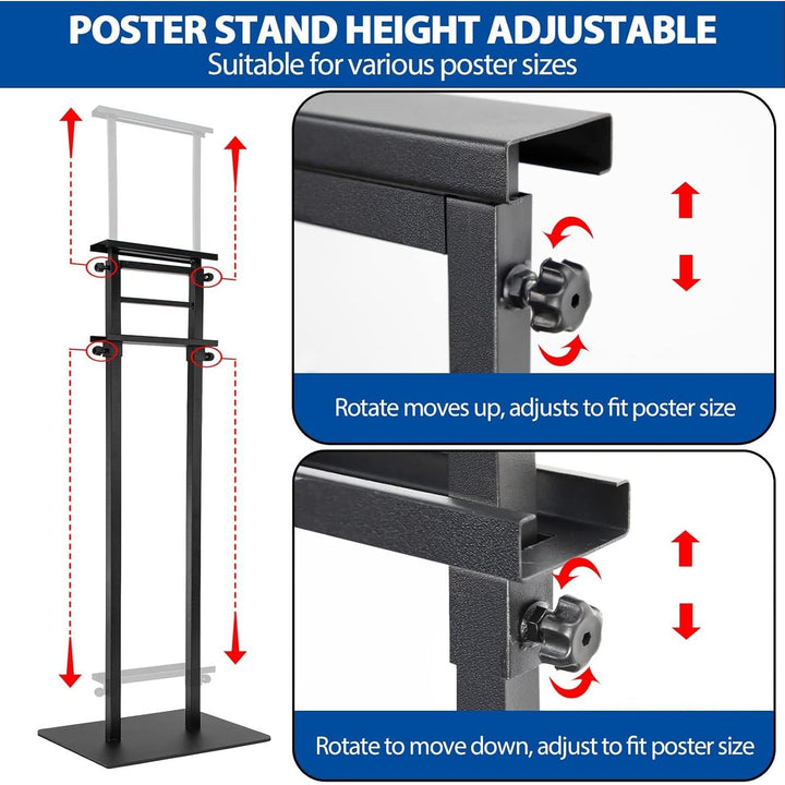 VAIIGO 4Packs Poster Stand for Display, Heavy Duty Floor Standing Sign Stand, Double - Sided Poster Board Stand, Adjustable Height Up to 80 inch, Outdoor Banner Stand for Board & Foam Display, Black - Just Closeouts Canada Inc.