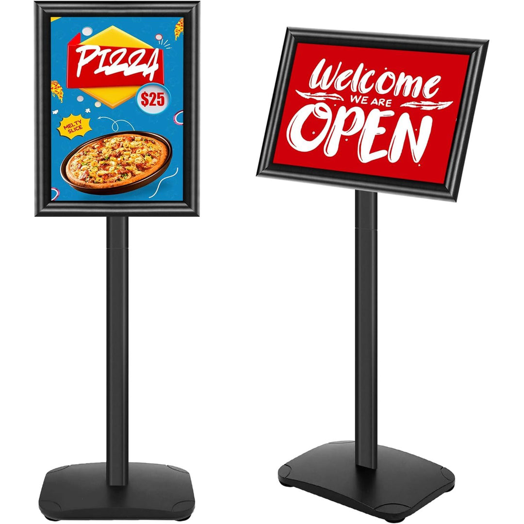 VAIIGO Pedestal Sign Stand for Display, 8.5 x 11 inches Adjustable Floor Standing Sign Holder with Heavy Base & Snap Frame for Indoor Outdoor Menu Flyers Signage Poster Display Stand, Black - Just Closeouts Canada Inc.