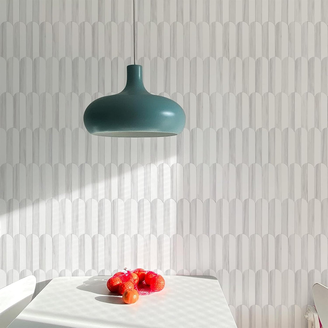 Vamos Tile Peel and Stick Backsplash Seamless Tile,10 - Sheet Stick on Backsplash for Kitchen,Dolomite Gray and White+Light Gold Metal Self Adhesive PVC Tiles (10 Sheets) - Just Closeouts Canada Inc.