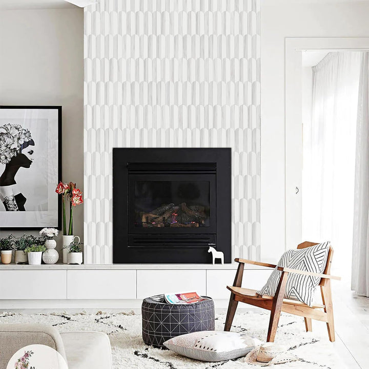 Vamos Tile Peel and Stick Backsplash Seamless Tile,10 - Sheet Stick on Backsplash for Kitchen,Dolomite Gray and White+Light Gold Metal Self Adhesive PVC Tiles (10 Sheets) - Just Closeouts Canada Inc.