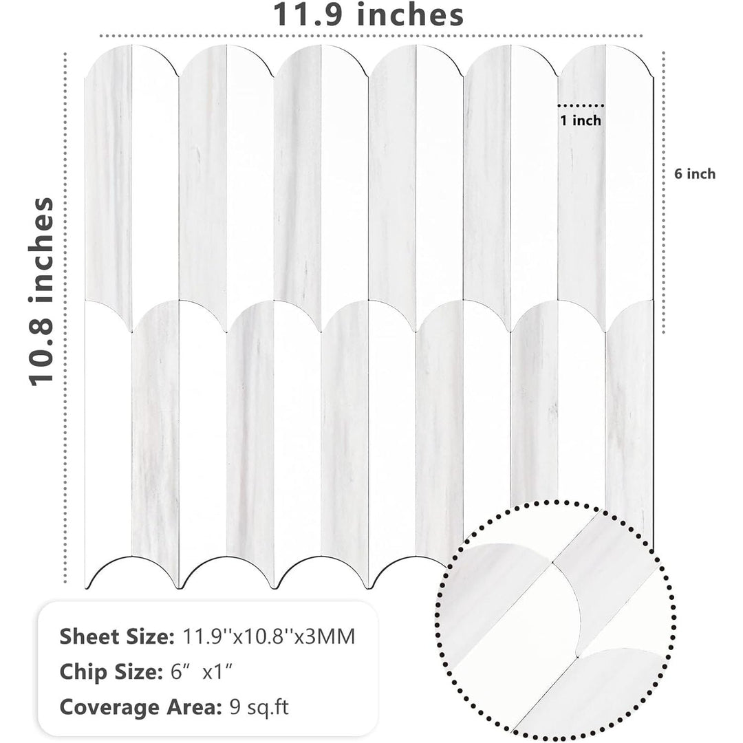 Vamos Tile Peel and Stick Backsplash Seamless Tile,10 - Sheet Stick on Backsplash for Kitchen,Dolomite Gray and White+Light Gold Metal Self Adhesive PVC Tiles (10 Sheets) - Just Closeouts Canada Inc.