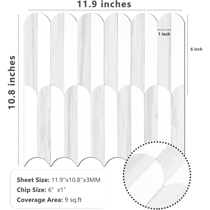 Vamos Tile Peel and Stick Backsplash Seamless Tile,10 - Sheet Stick on Backsplash for Kitchen,Dolomite Gray and White+Light Gold Metal Self Adhesive PVC Tiles (10 Sheets) - Just Closeouts Canada Inc.