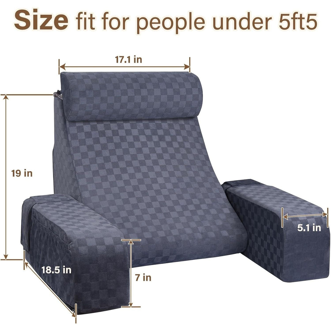 Vekkia Reading Pillow for Sitting in Bed Adult,Back Pillow for Bed Sitting Up,Back Support Pillow,Big Pockets for Gaming,Watching TV in Floor,19in(Grey) - Just Closeouts Canada Inc.