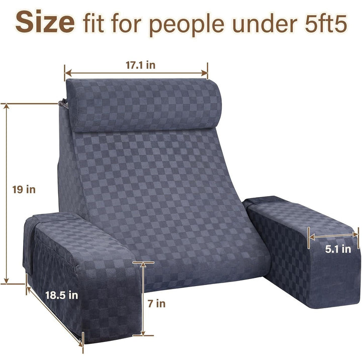 Vekkia Reading Pillow for Sitting in Bed Adult,Back Pillow for Bed Sitting Up,Back Support Pillow,Big Pockets for Gaming,Watching TV in Floor,19in(Grey) - Just Closeouts Canada Inc.