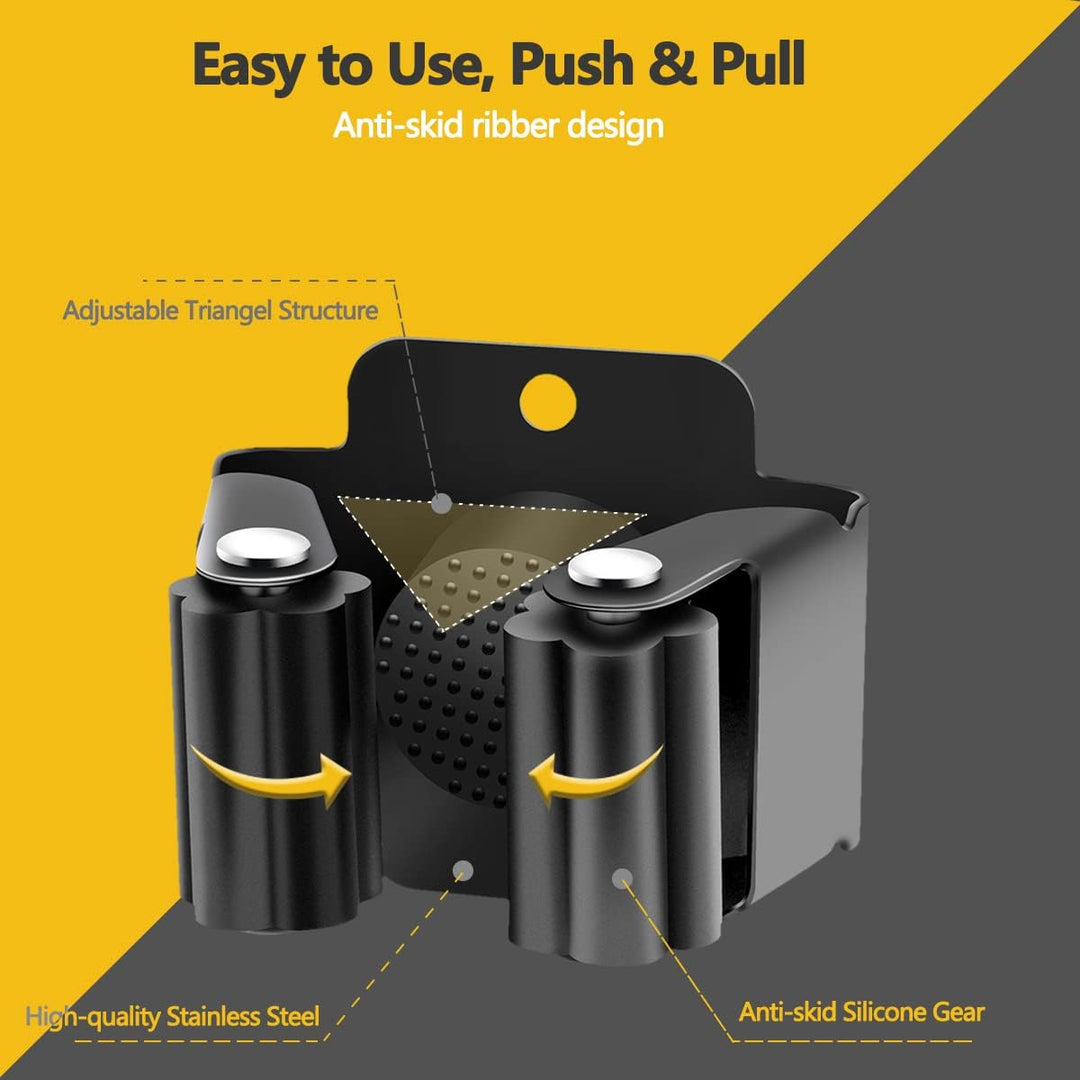 Verdenu 6 Pcs Mop and Broom Holder Wall Mounted, Mop Hanger Kit with Screws, Garden Tool Organizer for Kitchen, Home, Bathroom, Garage - Just Closeouts Canada Inc.