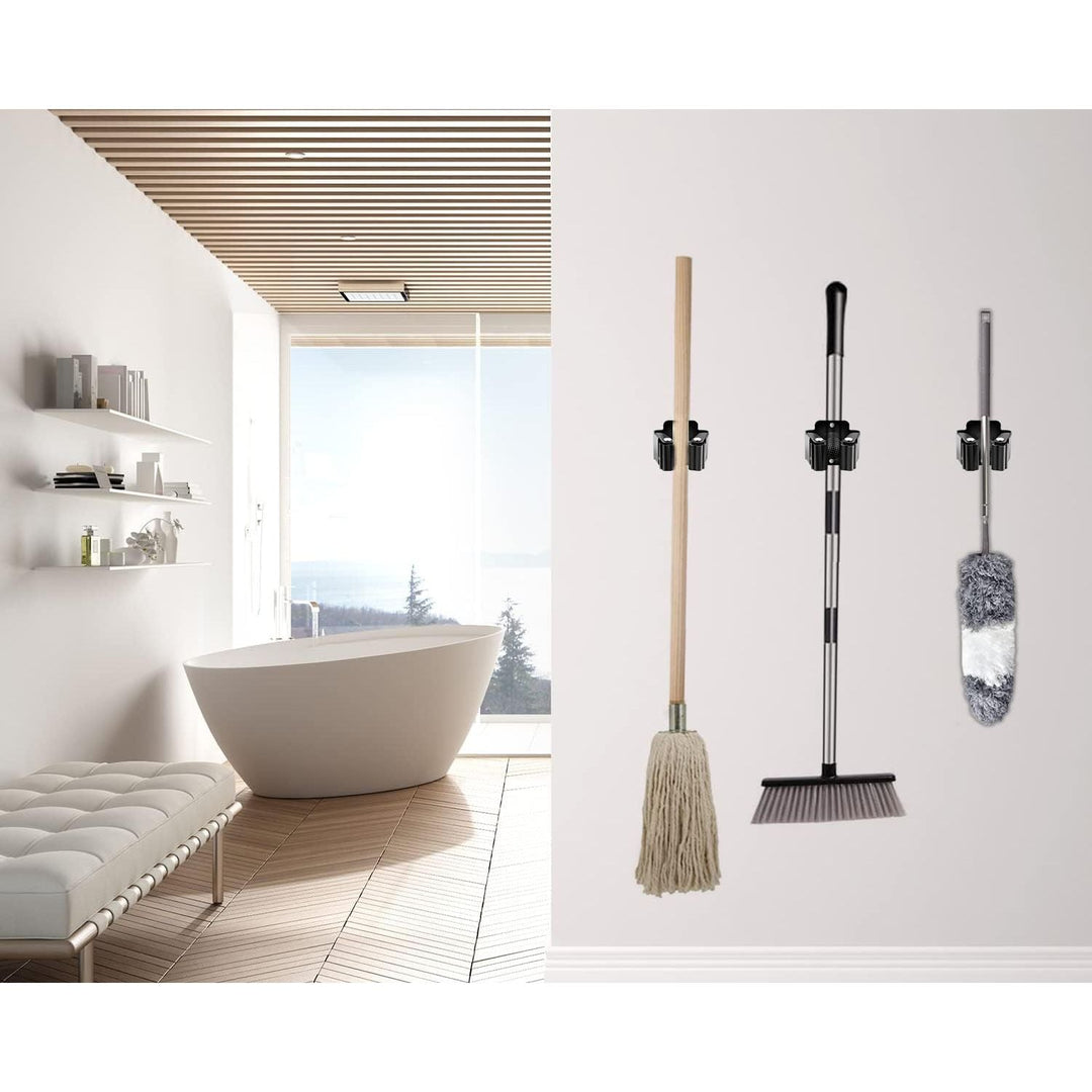 Verdenu 6 Pcs Mop and Broom Holder Wall Mounted, Mop Hanger Kit with Screws, Garden Tool Organizer for Kitchen, Home, Bathroom, Garage - Just Closeouts Canada Inc.