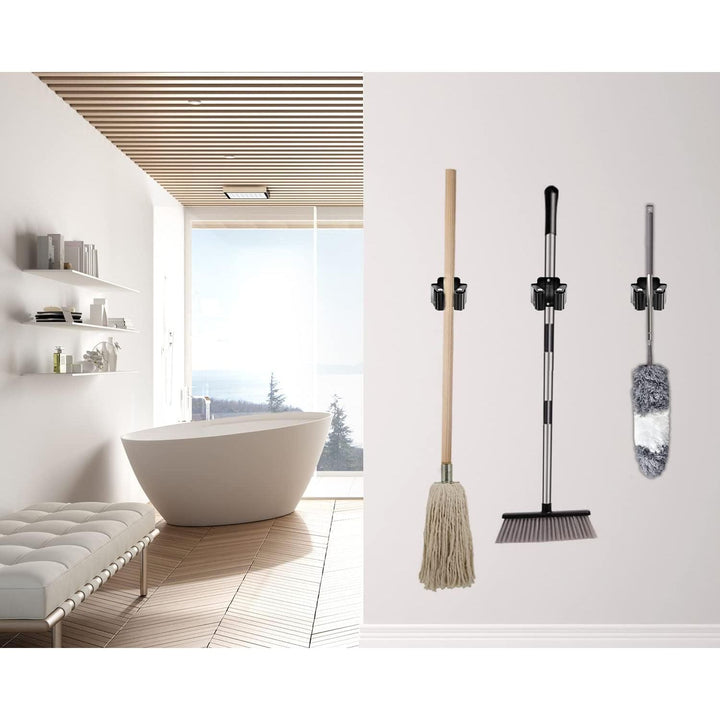 Verdenu 6 Pcs Mop and Broom Holder Wall Mounted, Mop Hanger Kit with Screws, Garden Tool Organizer for Kitchen, Home, Bathroom, Garage - Just Closeouts Canada Inc.
