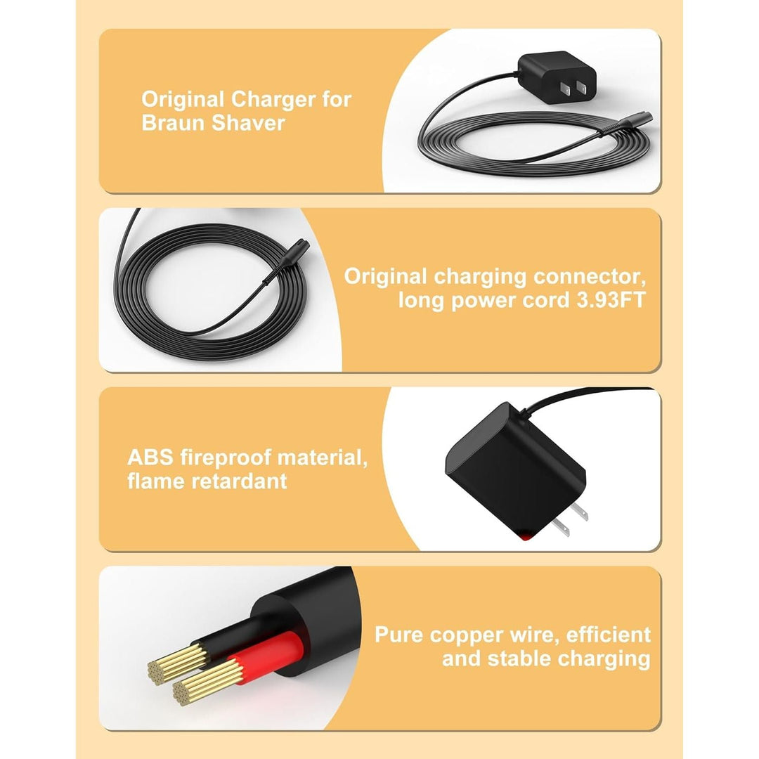 VHBW for Braun Shaver Charger, Compatible with Braun Shaver Series 1/2/3/4/5/6/7/9 XT5 and 9465cc 9440 7020s 790cc 6075cc 6072cc 6020s 5020 5018s 310s 3040 190s 130s Charger Cord - Just Closeouts Canada Inc.