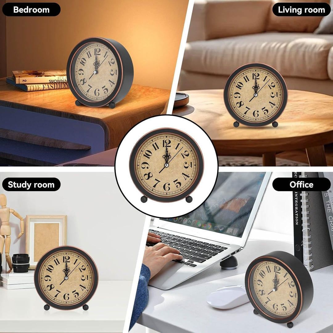 Vintage 5.3-Inch Black and Copper Analog Table Clock - Just Closeouts Canada Inc.X0041N77CH