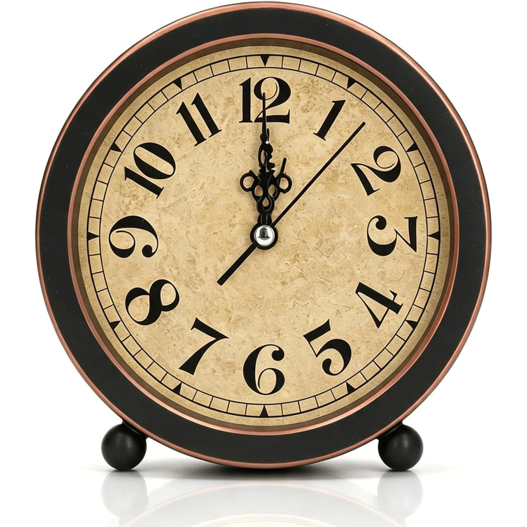Vintage 5.3-Inch Black and Copper Analog Table Clock - Just Closeouts Canada Inc.X0041N77CH