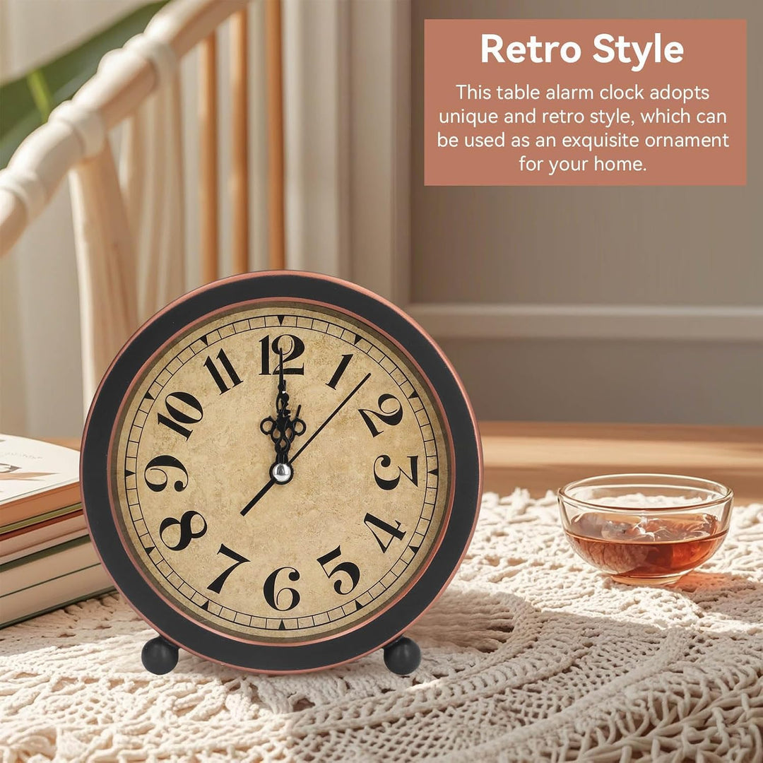 Vintage black and copper analog table clock, view 2