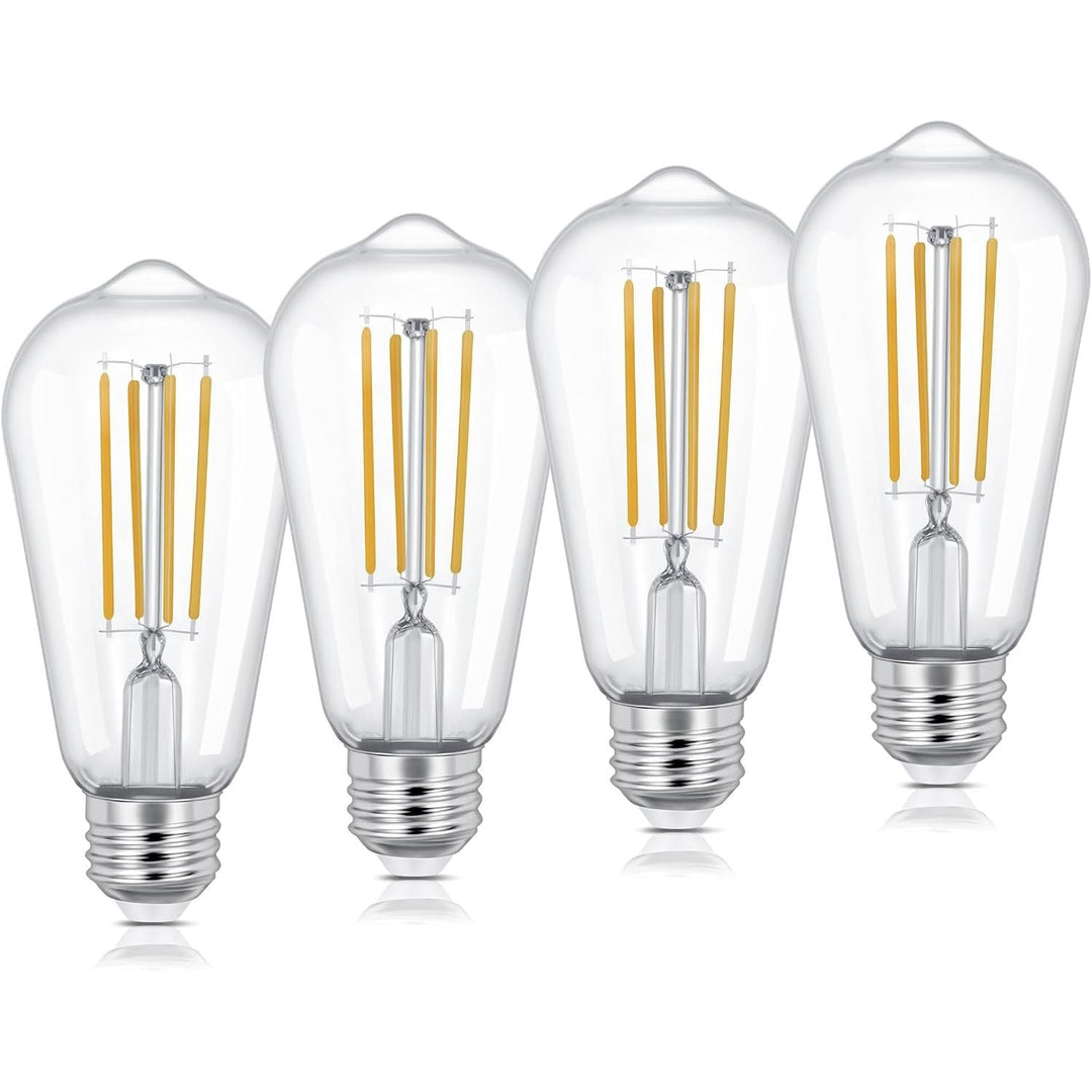 Vintage E26 LED 6W Edison Bulb Dimmable ST58 Light Bulbs 850LM Vintage Edison Clear Glass LED Filament Light Bulbs CRI90+, Clear Glass Style for Home, Offic (5000K-Daylight White, 4 Pack) - Just Closeouts Canada Inc.X0045U4T4P