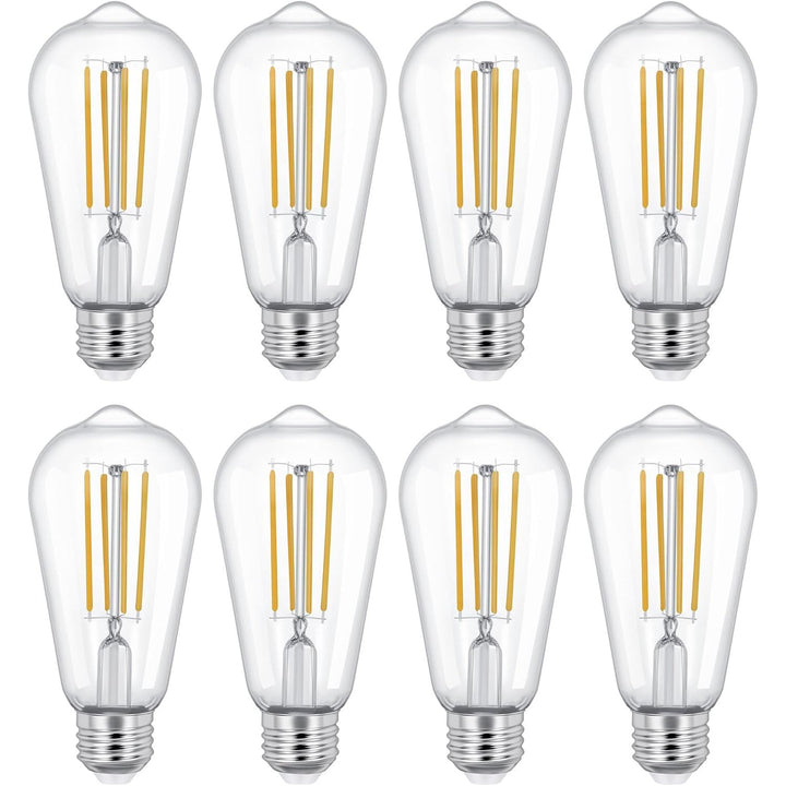 Vintage LED 6W Edison Bulb Dimmable ST58 Light Bulbs E26 Medium Base Vintage Edison Clear Glass Style for Home, Office (2700K-Soft White, 8 Pack Dimmable) - Just Closeouts Canada Inc.X0045U4VA7