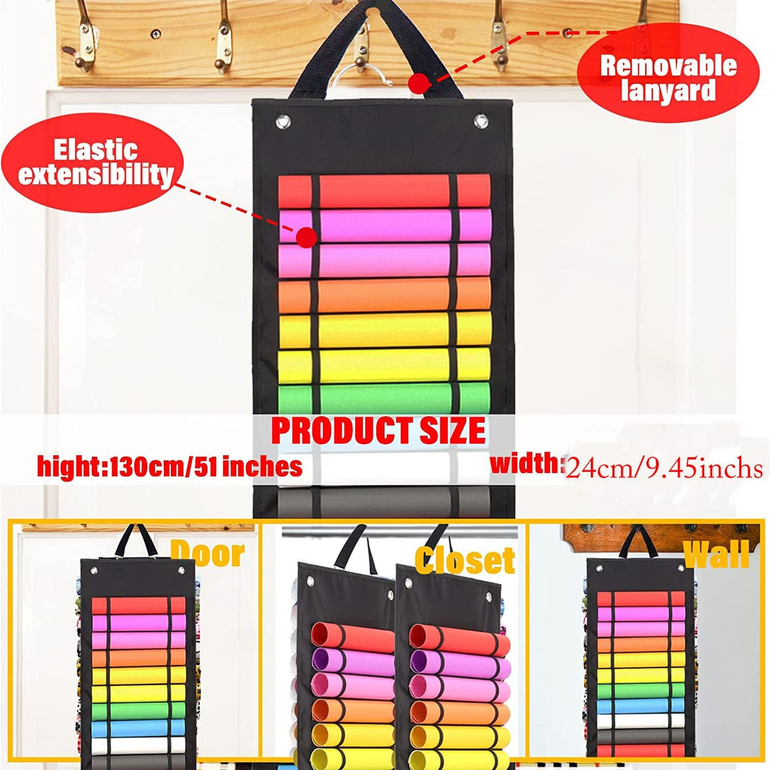 Vinyl Roll Holder with 2 Hook 48 Compartments | Adjustable Size Vinyl Roll Hanging Organizer Storage Rack Wall Mount/Over The Door for Closet, Door and Wall Mount(Black, 48) - Just Closeouts Canada Inc.X00328TUQX