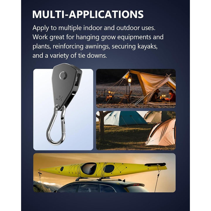 VIPARSPECTRA 2 - Pack 1/8 inch Heavy Duty Adjustable Grow Light Rope Hanger Yoyo for Grow Light Fixtures & Gardening, 150lb Capacity Per 2 - Pack - Just Closeouts Canada Inc.